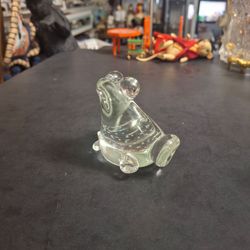 Vintage Art Glass Clear Bullicante Style Big Eyed Frog 🐸  Toad Paperweight Figurine 2.75"H X 3.5"W