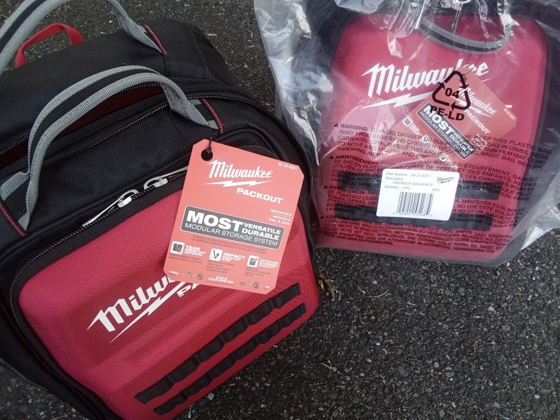 A Pair Of Milwaukee Pack out Backpacks