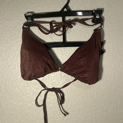 Maroon And Gold Glitter Bikini Top