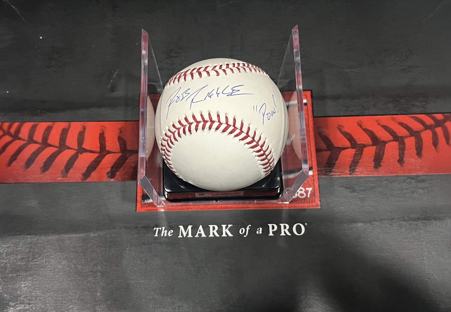Rob Riggle “POW!” Inscribed Autographed Baseball