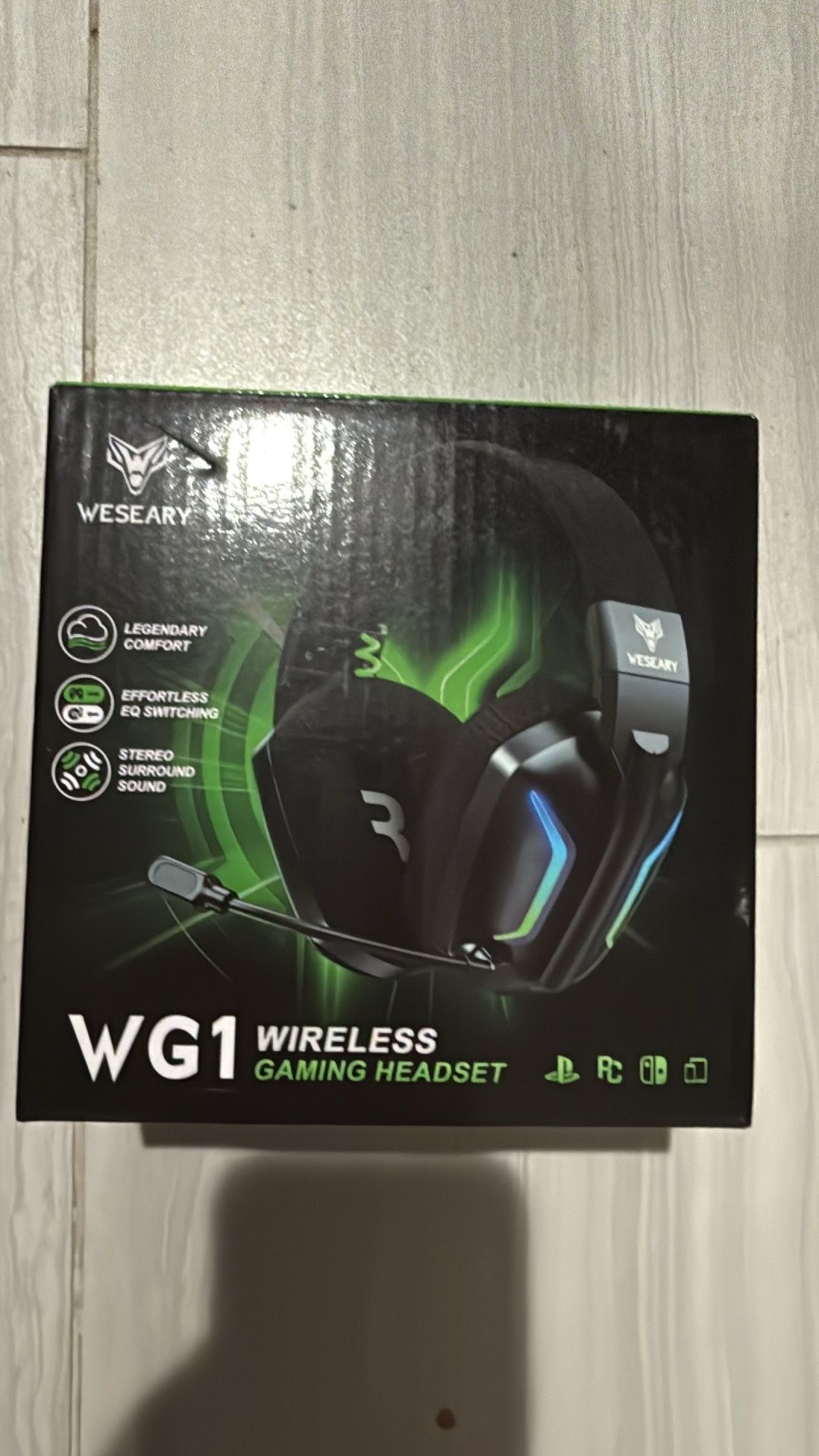 Wireless Gaming Headsets for PC, PS5, PS4, Switch, Mac, 2.4GHz Wireless Gaming Headphone with ENC Noise Canceling Microphone, Bluetooth 5.4, Cool Ligh