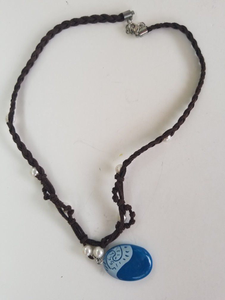 Polynesia Princess Moana Blue Stone Heart Necklace Choker Pendant Accessory Gift