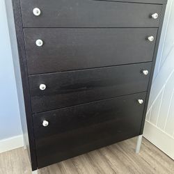 West Elm dresser: black with decorative white knobs