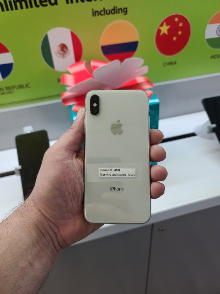 Apple iPhone X 64GB in Silver (Factory Unlocked/Desbloquiado)