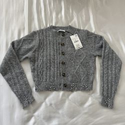 Zara Knit Cardigan in Grey Size Small
