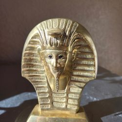 Vtg Egyptian Brass Pharaoh Bust Sculpture 6.25"x4"