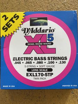2 SETS of NEW D’Addario 5-String Bass Strings