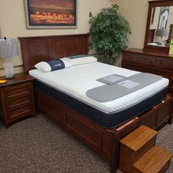 Solid Mahogany Queen Storage Bed