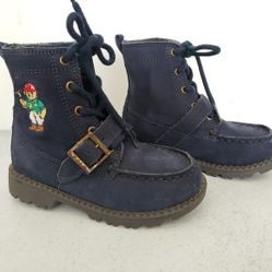 Polo Ralph Lauren* Boy´s Ranger High II Navy Blue Leather Bear Boots Size 11