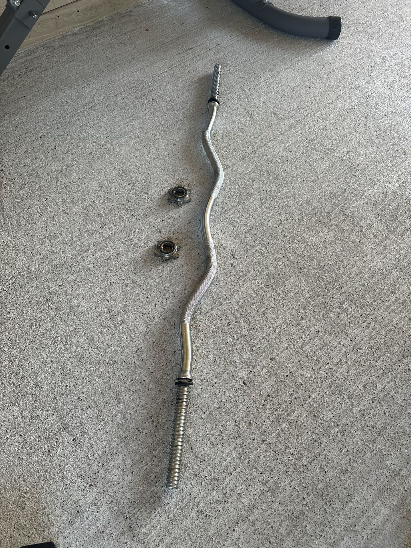 CAP Barbell 1 Inch Standard Threaded Curl Bar with Collars $40