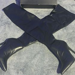 Fashion Nova Sleek Black Over The Knee Boots