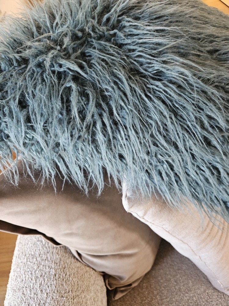 Teal Faux MOHAIR Pillows 19 X 19