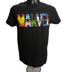Marvel Comics Avengers T-Shirt – Black, Size S – Iron Man, Captain America, Thor