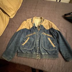 Georges Marciano Guess  80's Guess Heavyweight Denim Leather Snap Button Jacket