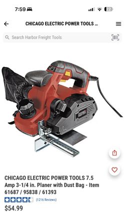 CHICAGO ELECTRIC POWER TOOLS 7.5 Amp 3-1/4 in. Planer with Dust Bag