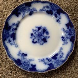 Antique Royal Blue Porcelain Large Dinner Plate
