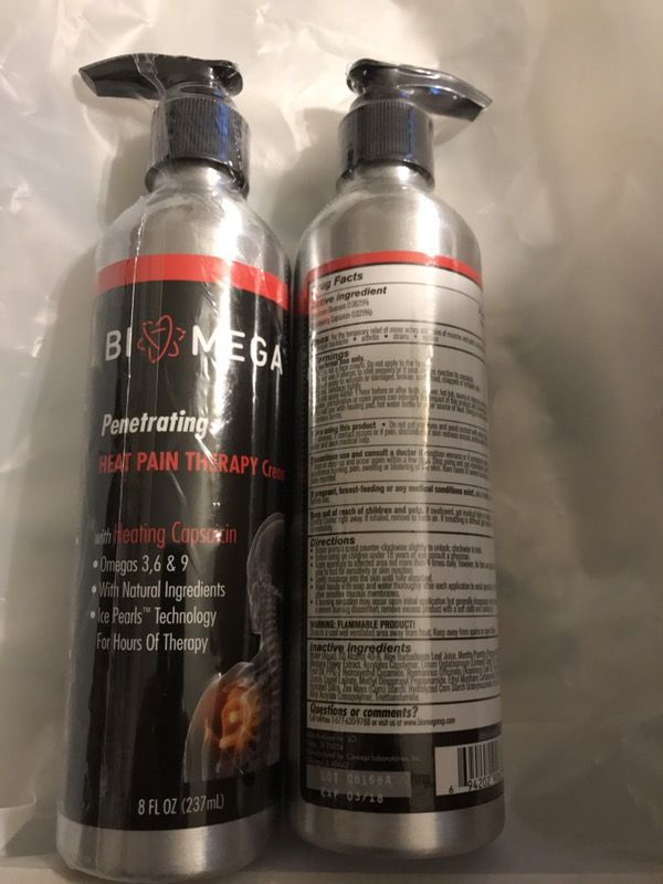 NEW sealed BIOMEGA Penetrating heat PAIN therapy cream 8 fl oz