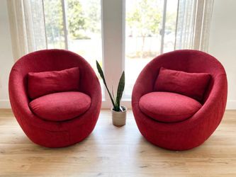 Thayer Coggin Milo Baughman Good Egg Swivel Chairs PAIR IN WINE