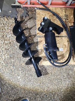 New Agrotek Hydraulic Auger Drive Setup for Mini Excavator - Complete Kit w/ 20cm Bit , hoses,  & 25mm pins