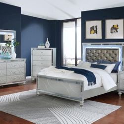 Queen Bed Frame Dresser Mirror And Nightstand With Led
