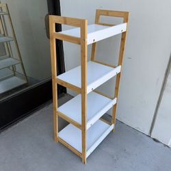 New In Box 13.5x12x45 Inch Tall 4 Tier Natural Bamboo Frame Bookshelf Display Shelf Book Rack Home Decor Furniture 