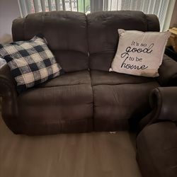 Brown Suede Couches (set of Two)