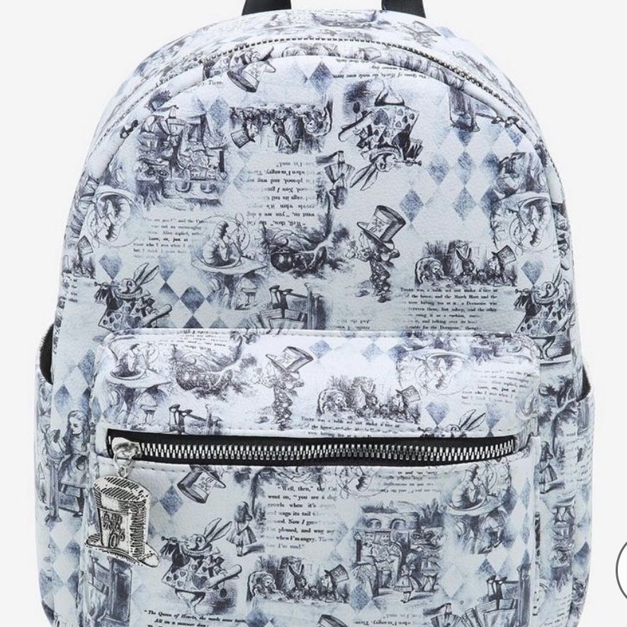 adventures in wonderland mini backpack Disney Alice -- Cheshire Cat Smile 11-inch Vegan Leather notebooks and even a laptop Adventures In Wonderland Black &