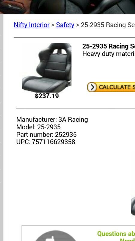 3a racing bucket seats