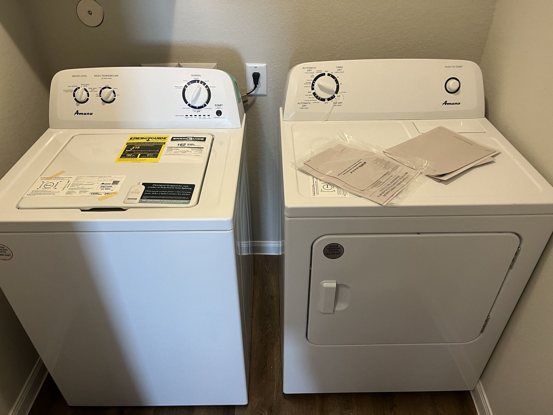 NEW Amana Washer And Electric Dryer Set