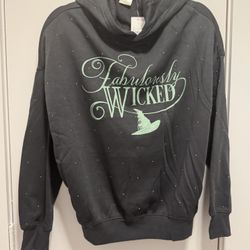 Wicked Sweatshirt Hoodie ‘Fabulously Wicked’ Women’s Small  Black Bedazzled NWT