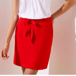 Womens Ann Taylor LOFT Cotton Pull-On Jogger Skirt Bright Cherry size XS 