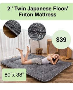 2” Twin Japanese Floor Futon Mattress Thicken Sleeping Pad Roll Up Mattress Floor Lounger Mat Camping Mattress Guest Room Mattress Pad, Thick Soft and