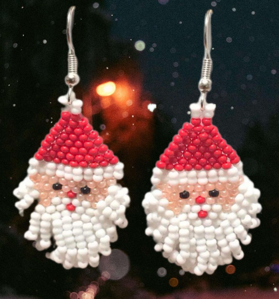 Jolly Santa Glass Bead Earrings – Handcrafted Holiday Cheer
