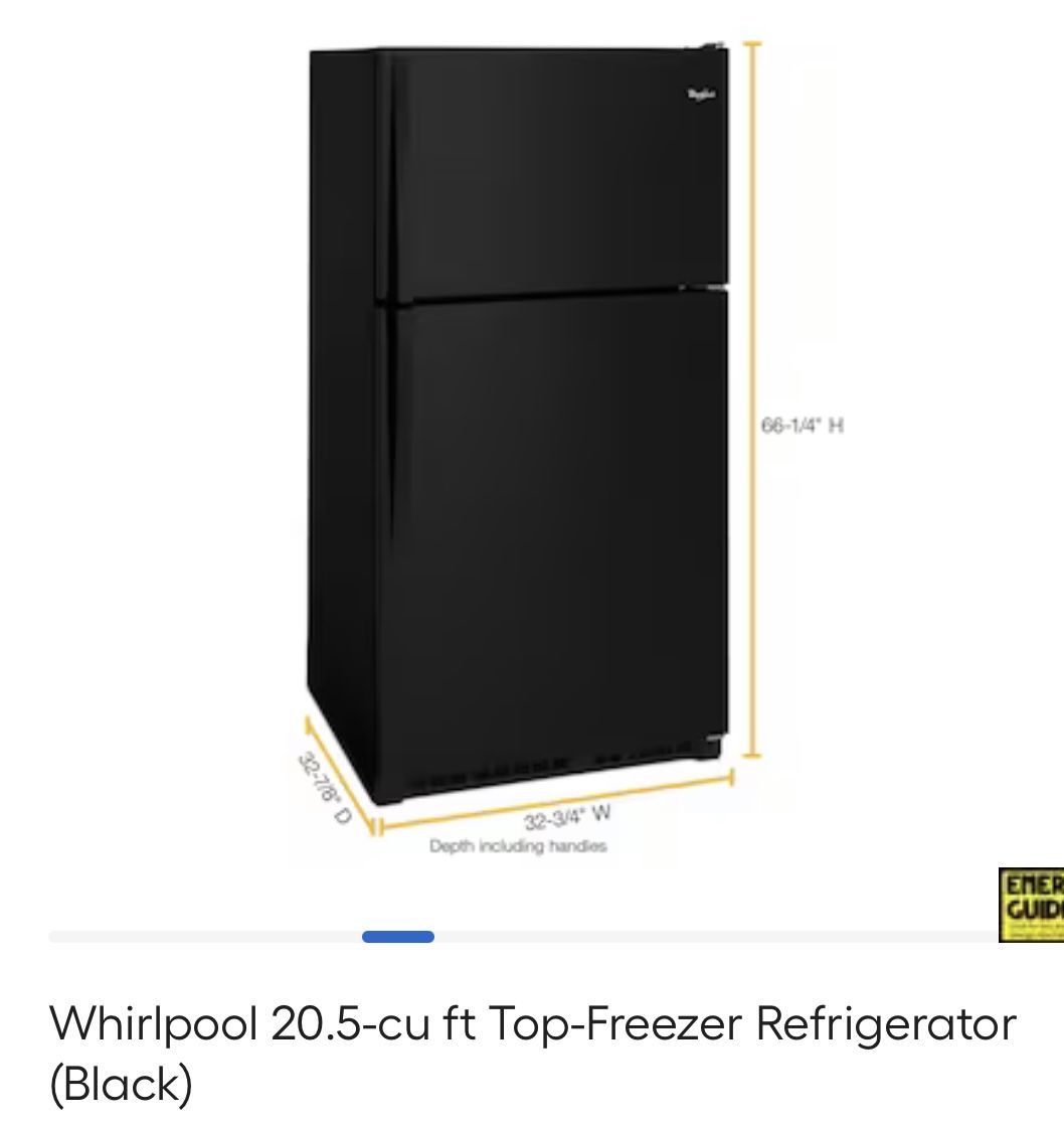Whirlpool 20.5 Cu. ft. Top Freezer Refrigerator Black