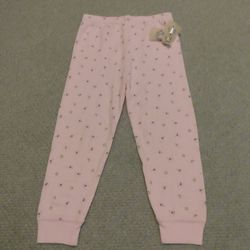 PINK SPARKLING PRINCESS CROWN & SHOOTING STARS PRINT GIRL'S PAJAMA/LOUNGE BOTTOMS/PANTS W/3 BRAND NEW PRINCESS CROWN SILVER RINGS 