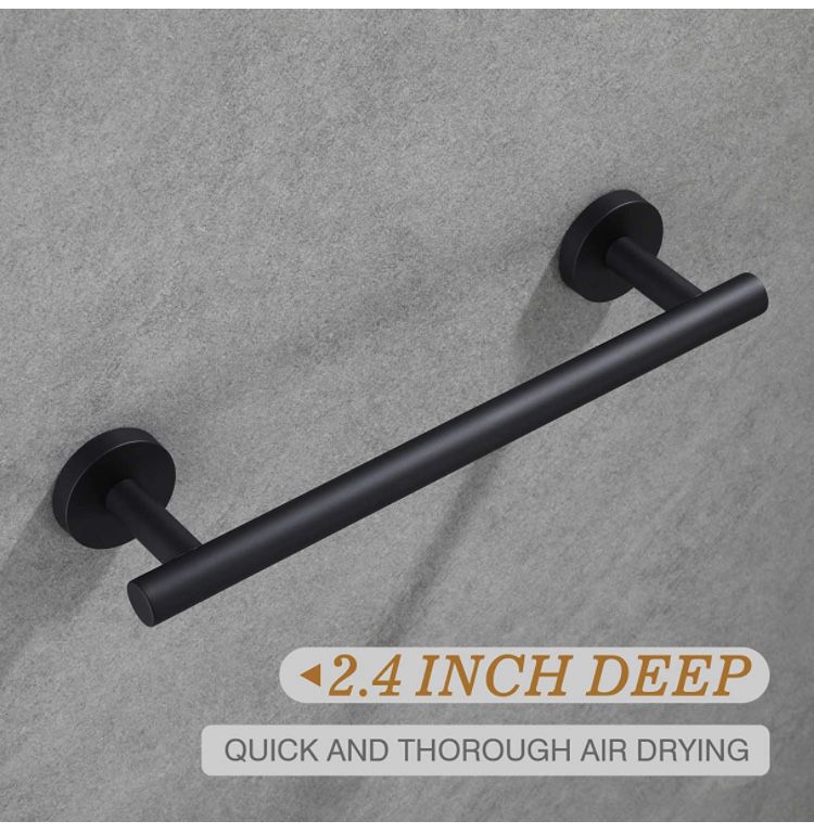 KEYS 23.6-inch black towel rack, sturdy SUS does not include screws
