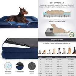 XXL Orthopedic Dog Bed - Washable Great Dane Dog Sofa Beds for Giant Dogs, Supportive Foam Pet Couch Bed with Removable Washable Cover, Waterproof Lin