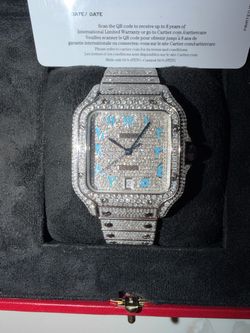 Cartier santos 41 mm diamantes naturales con caja y papeles nuevo