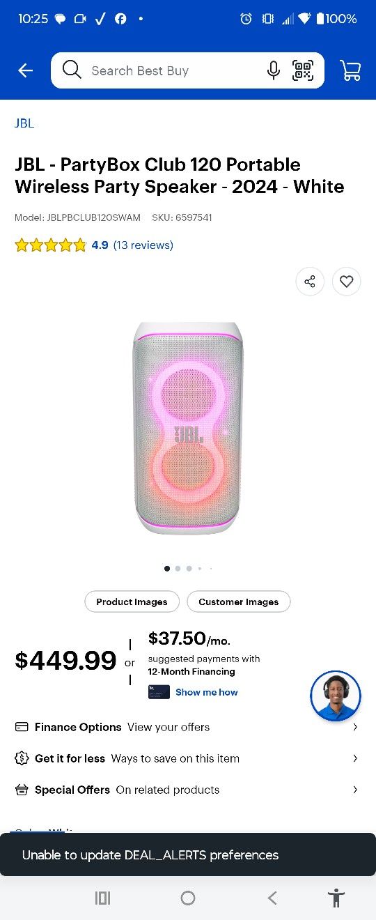 Brand New JBL Party Speaker 120 White