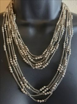 Necklace new 11 inch silver tone