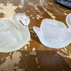 Glass Swan Planters Or Candle Holders