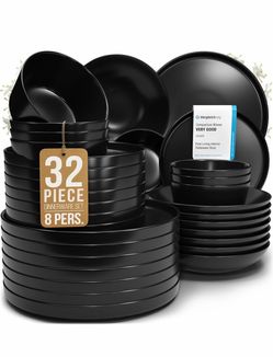 32 pieces black dinnerware sets of 8
