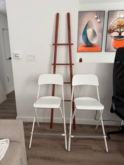 Pair of White Folding Bar Stools