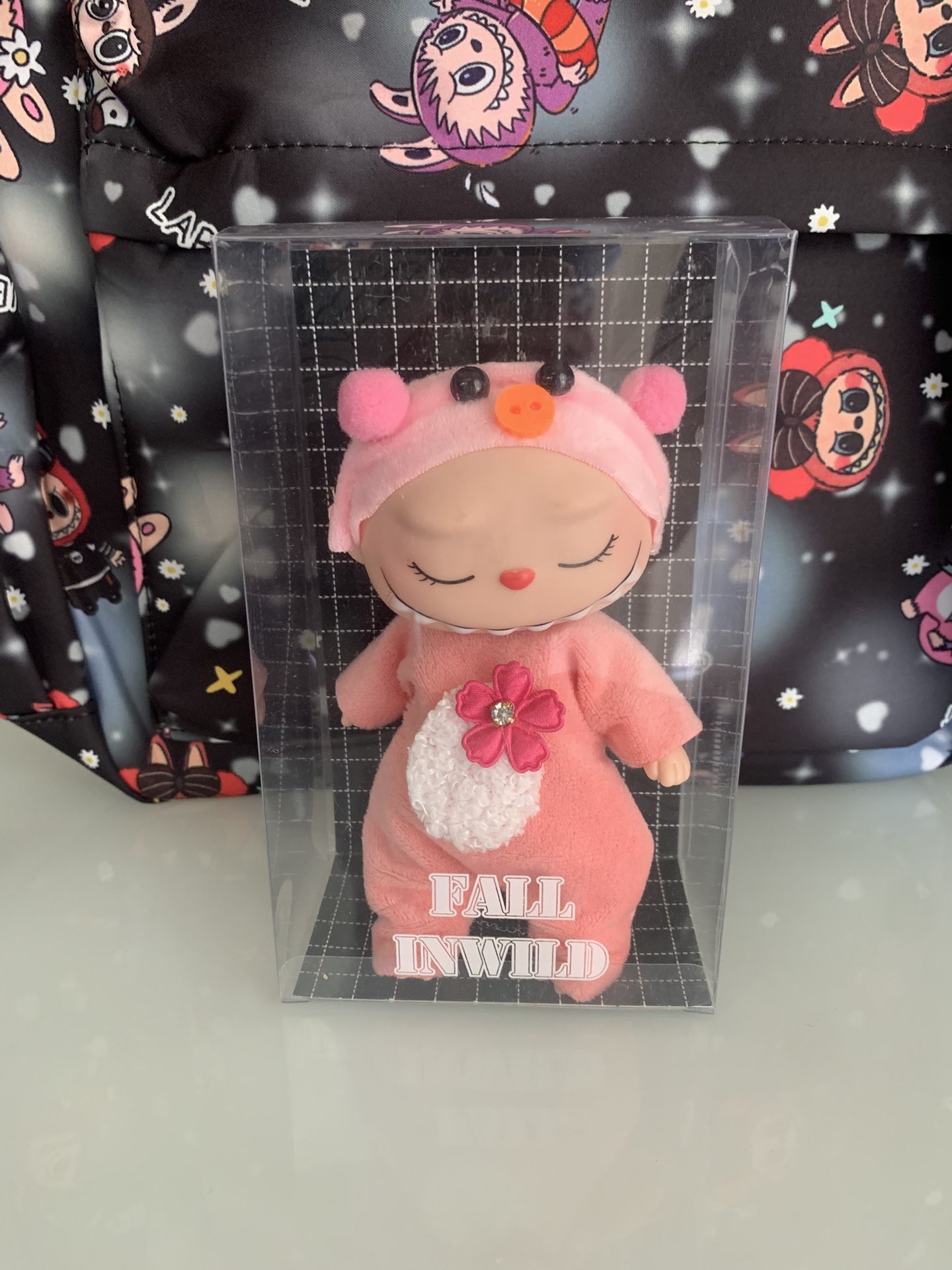 Cute  Pig  baby doll with  blue  outfit 