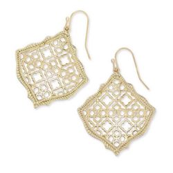 Gold Filigree diamond shape Dangle earrings