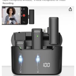 2 Pack Wireless Lavalier Microphone For iPhone Or iPad With Charging Case