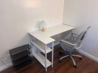 Moving Sale – L-Shaped Desk, Office Chair & Mini Shoe Rack (Like New)