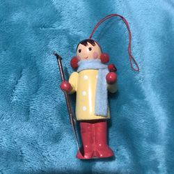 Vintage Wood Girl Christmas Ornament