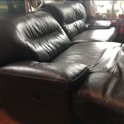 Leather Reclining Sofa 84” Wide  