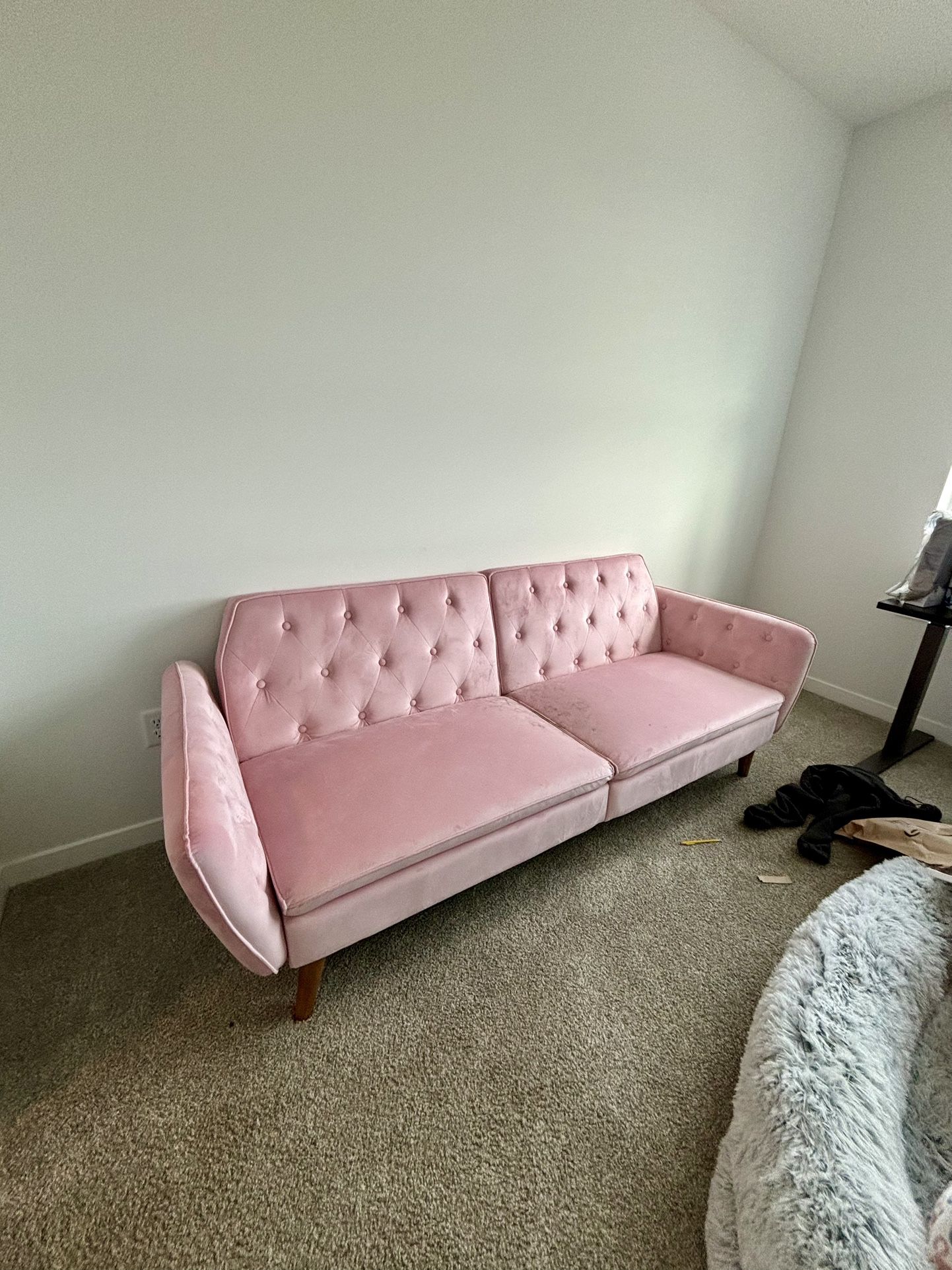 Pink Velvet Folding Couch
